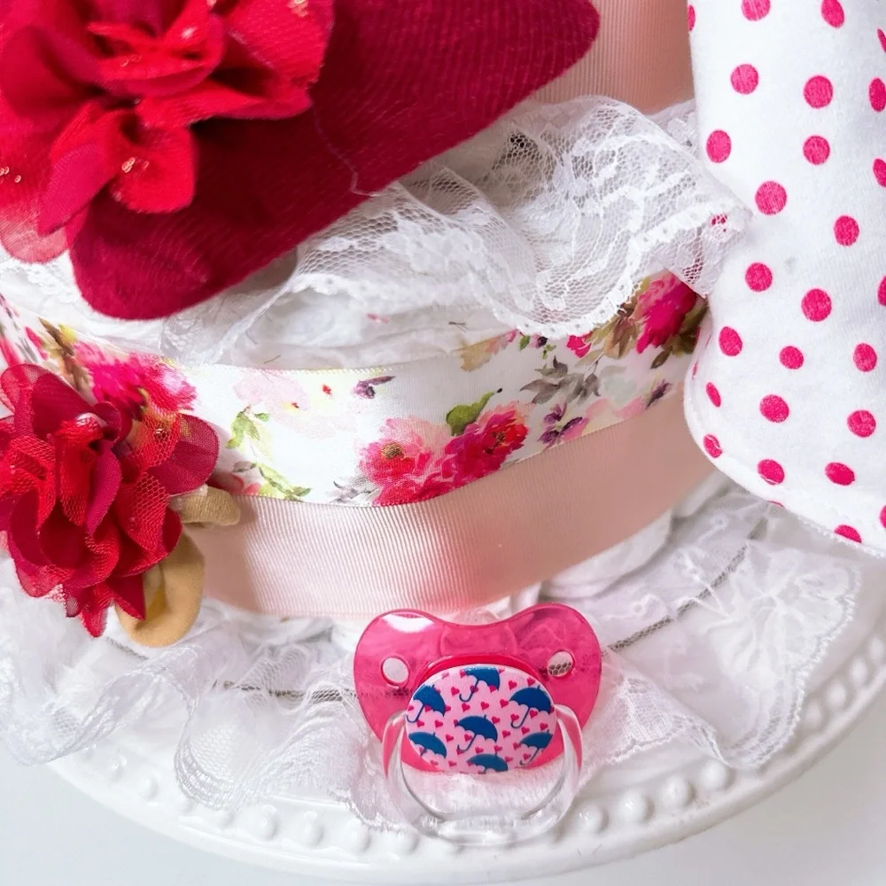 Bear Diaper Cake, Girls Diaper Cake